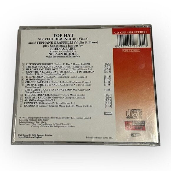 Top Hat by Stéphane Grappelli (CD, EMI Angel (USA)) - Used - Picture 2 of 4